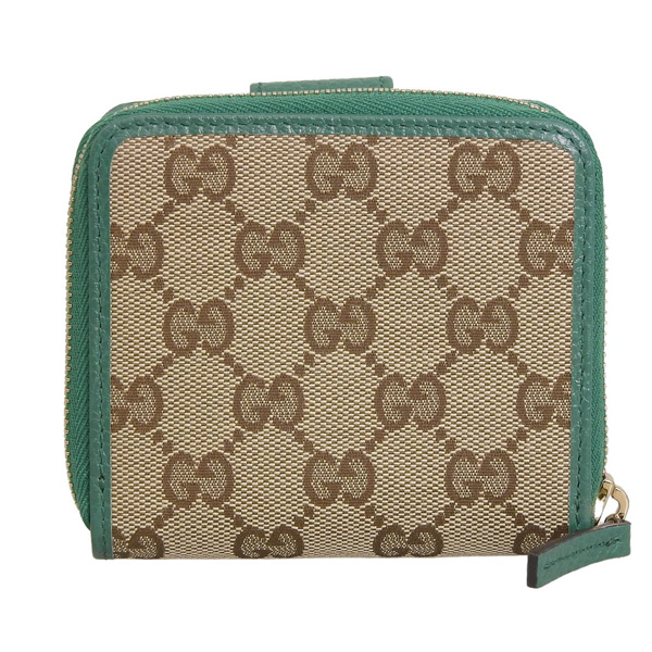 Gucci GGキャンバス 二つ折り財布 グリーン GUCCI（グッチ） 財布 二つ折り レディース アウトレット 折財布 GG