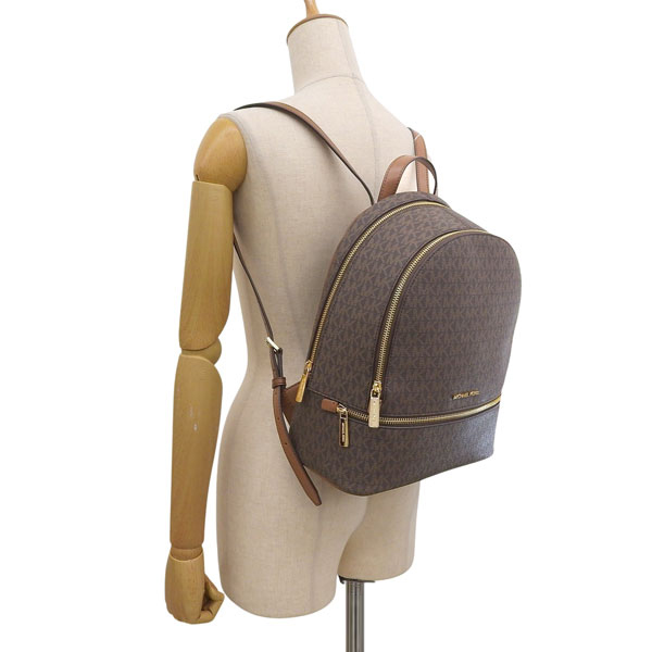 KORS バックパック アイボリー/ブラウン MICHAEL KORS JAYCEE MEDIUM ZIP POCKET MK BROWN ACORN BACKPACK