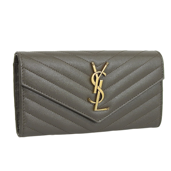 サンローラン 財布 レディース 長財布 アウトレット レザー グレー モノグラム YSL 372264 SAINT LAURENT