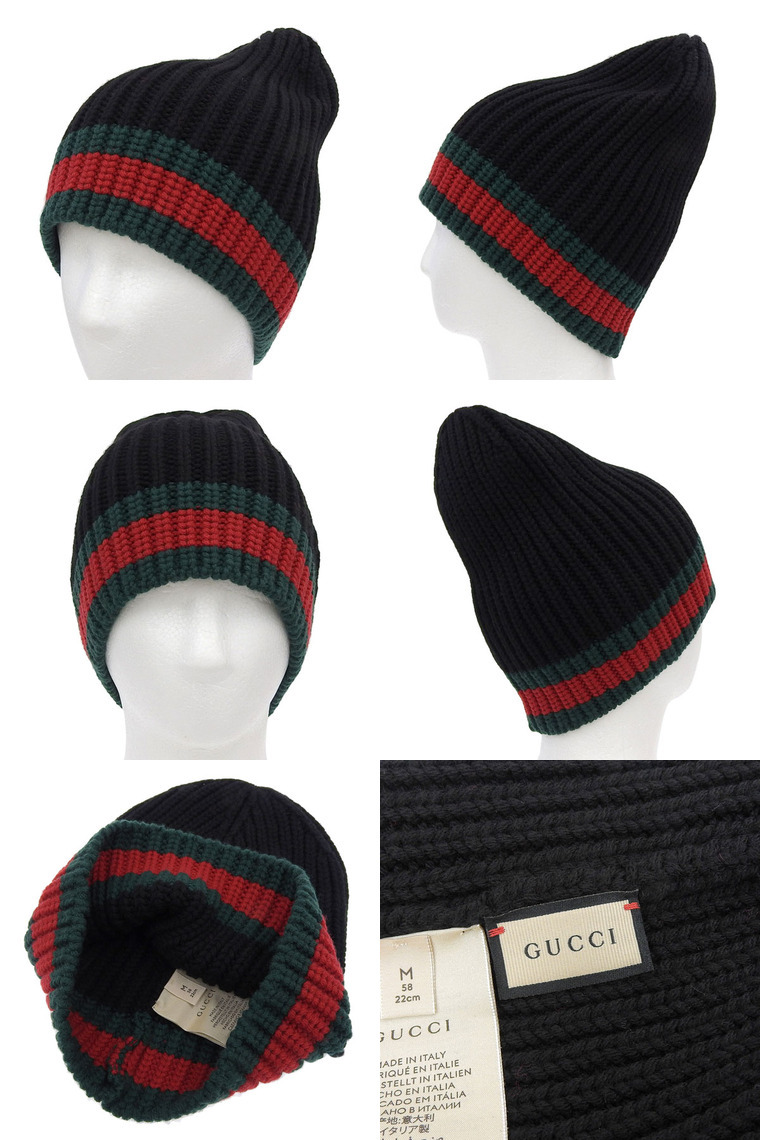 GUCCI（グッチ） GUCCI KNITTED ニットキャップ ブラック M 58 メンズ