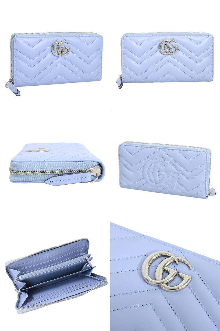 GUCCI（グッチ） 財布 レディース長財布 アウトレット レザー ブルー