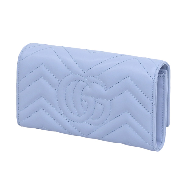 <<GUCCI>>長財布 GGマ―モント 美品な ブルー系 GUCCI グッチ 財布 レディース ブランド 長財布 GGマーモント
