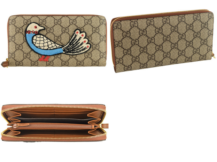 GUCCI（グッチ） 財布 長財布 ラウンドファスナー 鳥 アウトレット