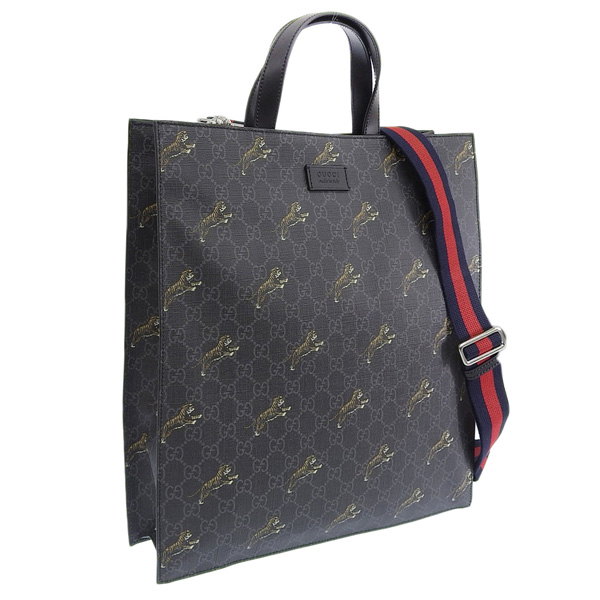 グッチ GGキャンバス トートバッグ ネイビー A4可 メンズ レディース GUCCI（グッチ） GGキャンバス トートバッグ - ブラック レディース