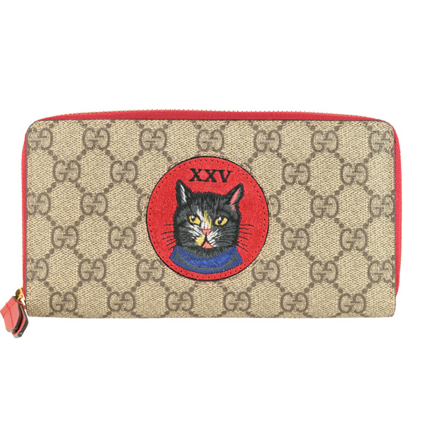 GUCCI グッチ 財布 長財布 ラウンドファスナー 刺繍 猫