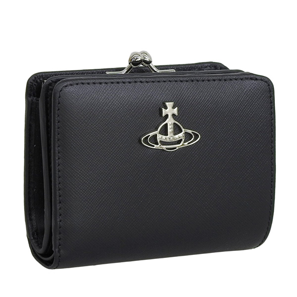 Vivienne Westwood 二つ折りがま口財布 黒美品 Vivienne Westwood（ヴィヴィアンウエストウッド） 財布 レディース 二
