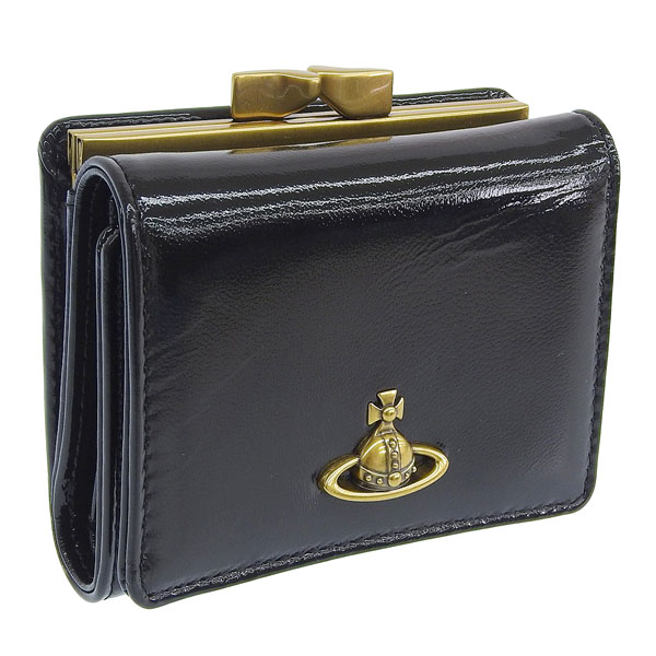 vivienne westwood 三つ折り財布　ブラック　がま口　ゴールド ヴィヴィアン ウエストウッド Vivienne Westwood 三つ折り財布