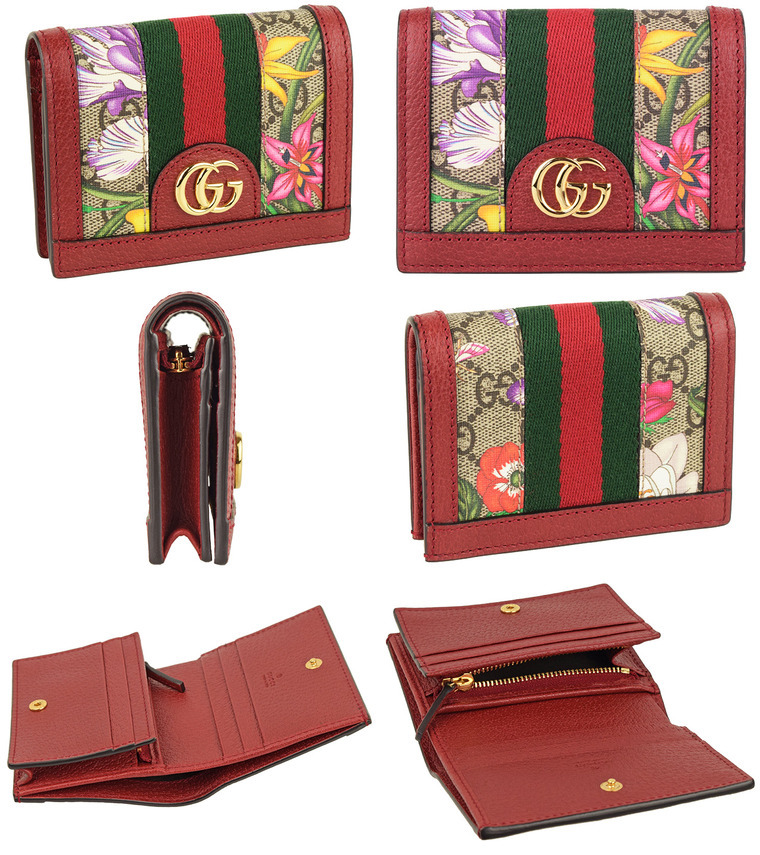 グッチ 2つ折り財布美品  523155 花柄 GUCCI - グッチ 2つ折り財布美品 523155 花柄の通販 by ブランディア