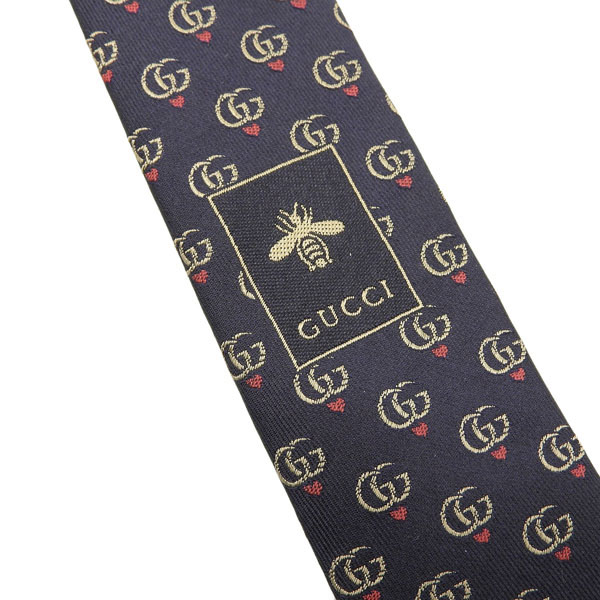GUCCI（グッチ） ネクタイ 小物 シルク ネイビーマルチ メンズ