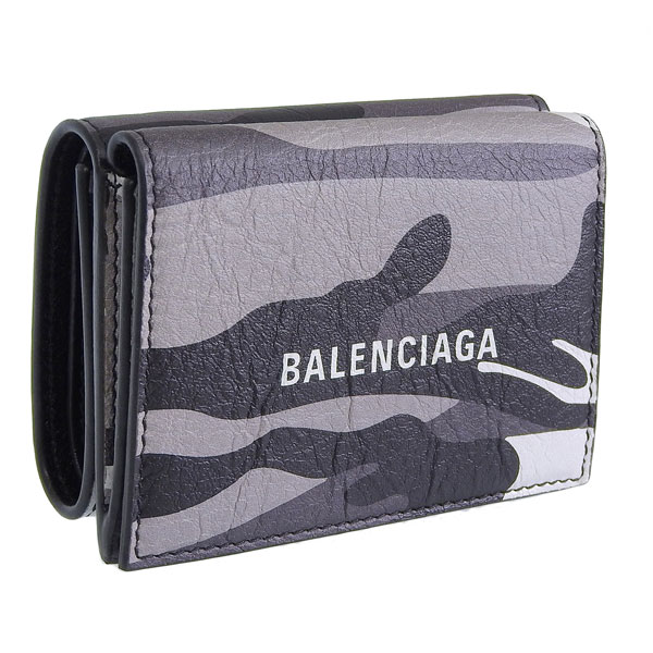 バレンシアガBALENCIAGA三つ折り財布コンパクトウォレットグレー BALENCIAGA バレンシアガ 財布 三つ折り ミニ財布 グレー 灰色