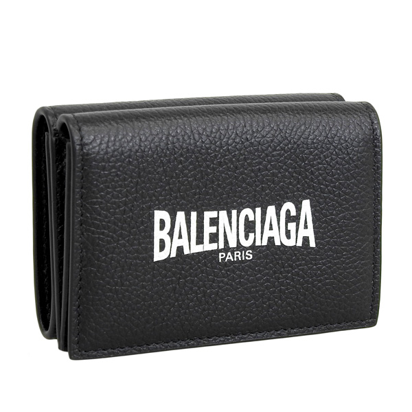 BALENCIAGA コンパクトレザーウォレット 三つ折り財布　ブラック バレンシアガ クラシック コンパクトウォレット 3つ折り財布 レザー