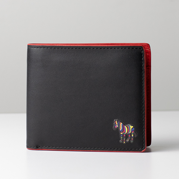 ポールスミス 財布 二つ折り メンズ 折財布 カウレザー ゼブラ ブラックレッド WALLET BF COIN ZEB 6078 Paul Smith