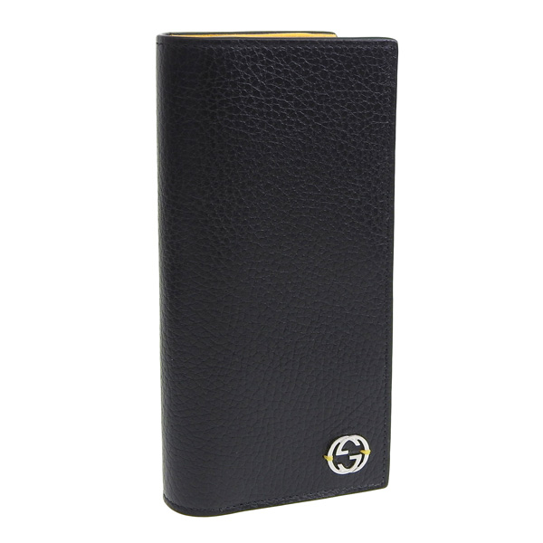 GUCCI（グッチ） 財布 長財布 二つ折り 財布 レザー ブラック イエロー