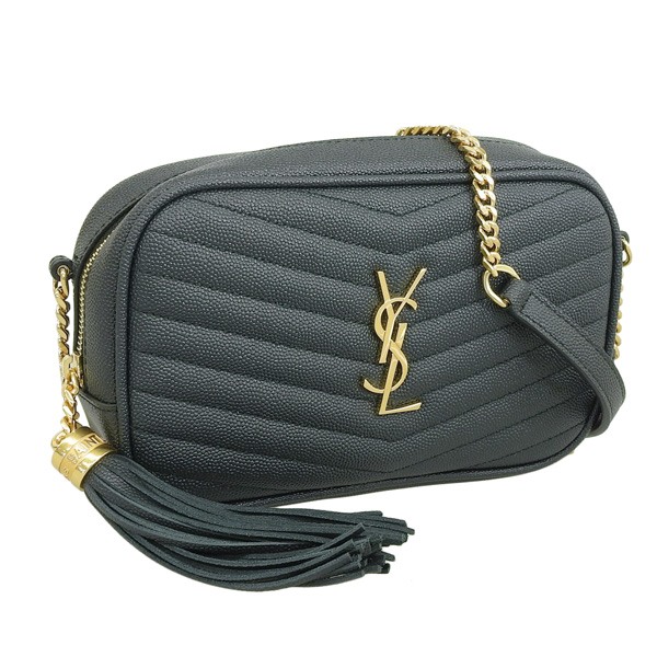 美品 イヴサンローラン ショルダーバッグ 斜め掛け YSLロゴ レザー 濃紺 6125791gf014458-zz.jpg