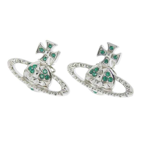 【送料無料】 Vivienne Westwood シルバー×エメラルド ピアス アクセサリー