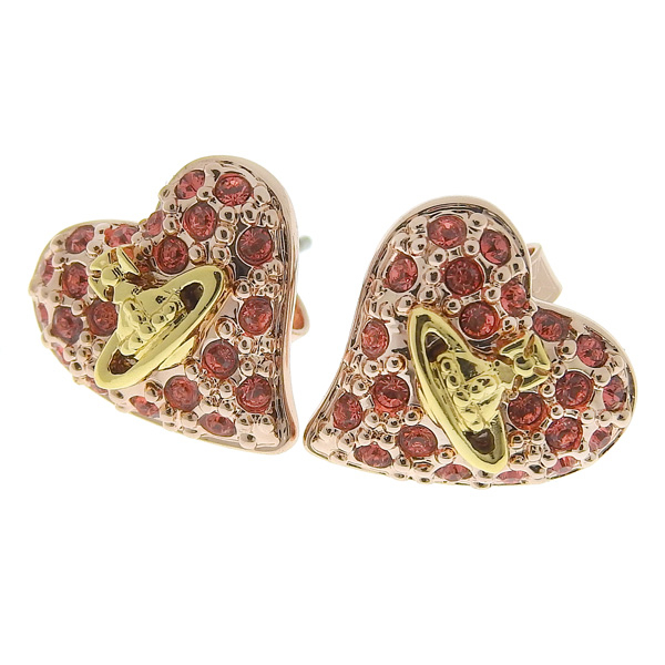 ヴィヴィアンウエストウッド アクセサリー レディース ピアス ゴールド×レッド TINY DIAMANTE HEART EARRINGS VIVIENNE WESTWOOD