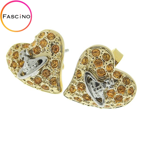 ヴィヴィアンウエストウッド アクセサリー レディース ピアス プラチナム×イエロー TINY DIAMANTE HEART EARRINGS VIVIENNE WESTWOOD