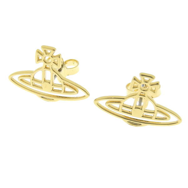 ヴィヴィアンウエストウッド VIVIENNE WESTWOOD THIN LINES FLAT ORB STUD EARRINGS ピアス ゴールド レディース 62010208