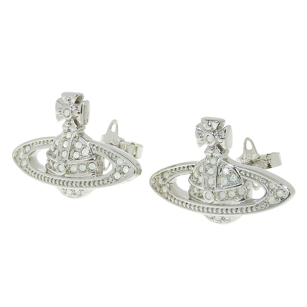 【並行輸入品】ヴィヴィアンウエストウッド アクセサリー レディース ピアス シルバー ホワイト MINI BAS RELIEF EARRINGS 6202003302P494 VIVIENNE WESTWOOD