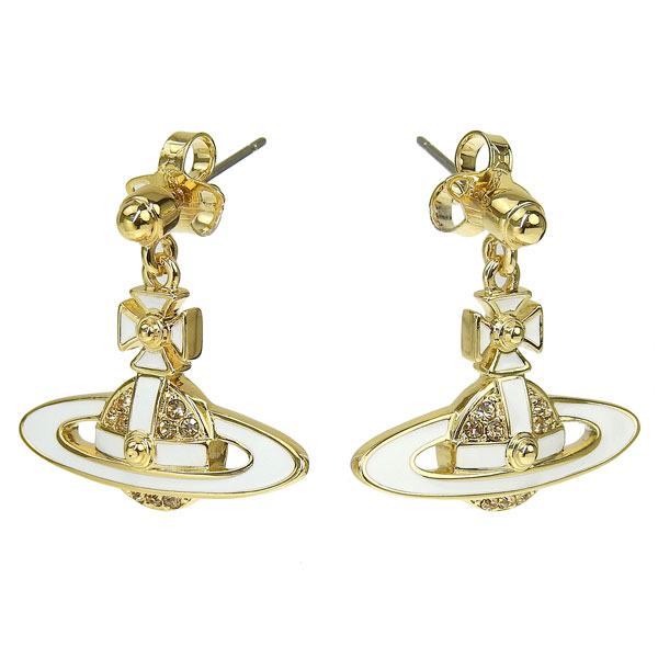 【並行輸入品】ヴィヴィアンウエストウッド アクセサリー レディース ピアス アウトレット ゴールドホワイト NEIL MINI BAS RELIEF EARRINGS 6202014L02R281_1