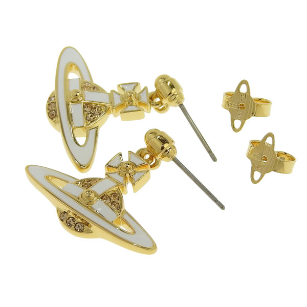 【並行輸入品】ヴィヴィアンウエストウッド アクセサリー レディース ピアス アウトレット ゴールドホワイト NEIL MINI BAS RELIEF EARRINGS 6202014L02R281_4