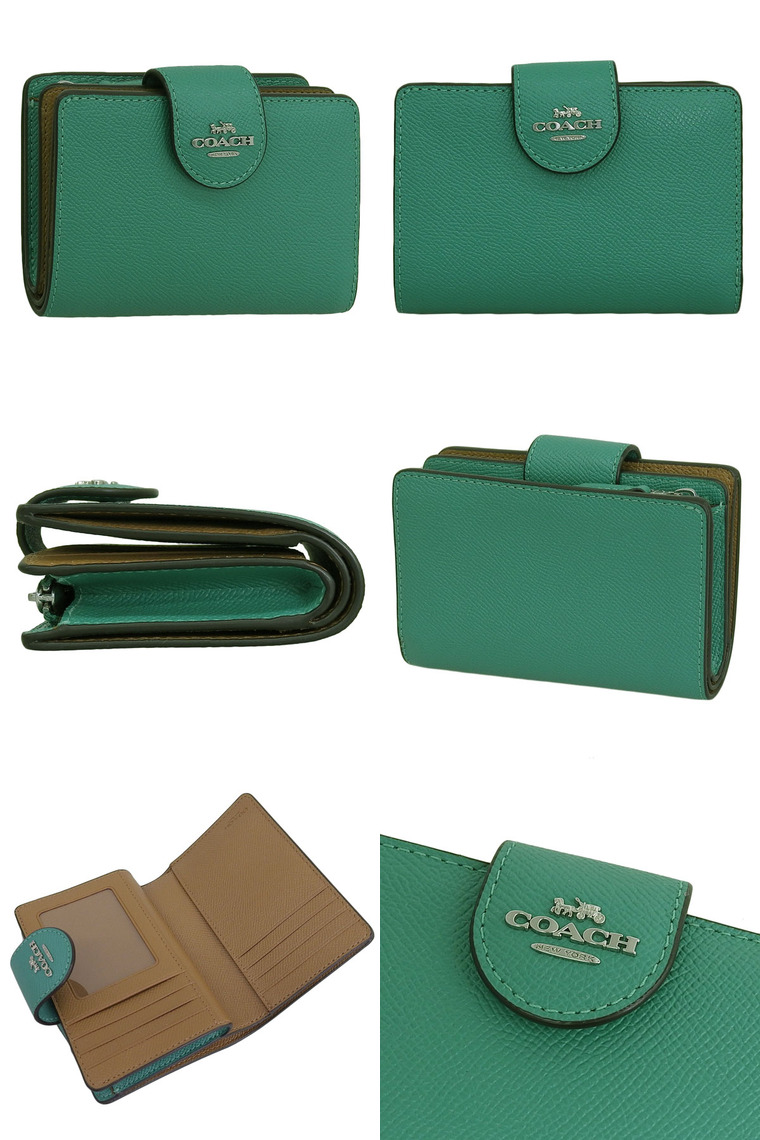 【極美品】COACH オリーブグリーン 二つ折り財布 COACH（コーチ） 財布 二つ折り COACH CF522 グリーン シグネチャー