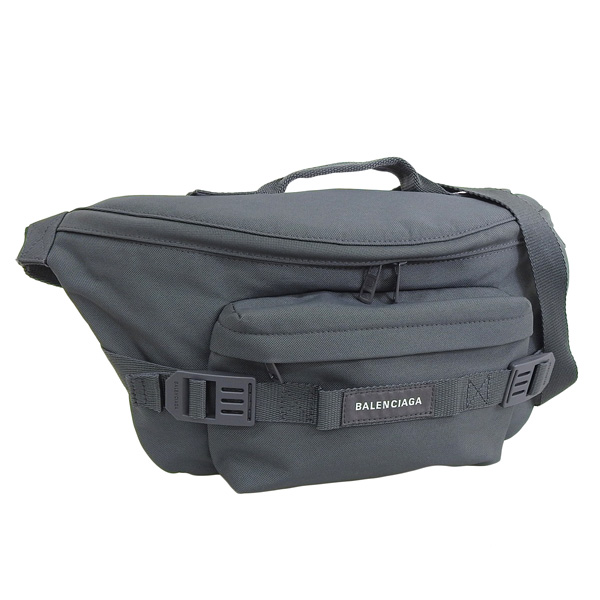 BALENCIAGA(バレンシアガ)ボディバッグ☆グレー 高級】BALENCIAGA バレンシアガ ボディバッグ ウエストポーチ ロゴ