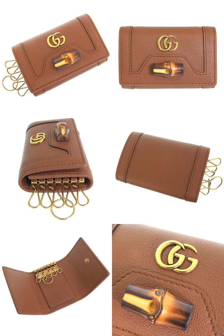 最終値下げ❗️グッチ GUCCI バンブーキーケース＊付属品付き☆未使用 GUCCI グッチ 未使用品 三つ折り 6連 バンブー キーケース 付属完備
