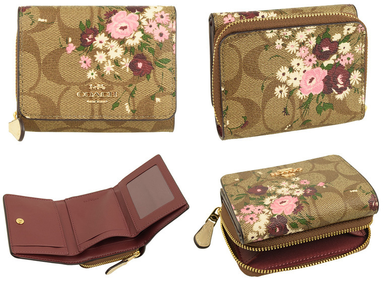 COACH（コーチ） 三つ折り財布 シグネチャー 花柄 アウトレット