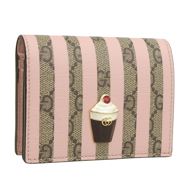 【極美品】GUCCI グッチ GGスプリーム 折り財布 ベージュ×ピンク 701489uymds8624.jpg