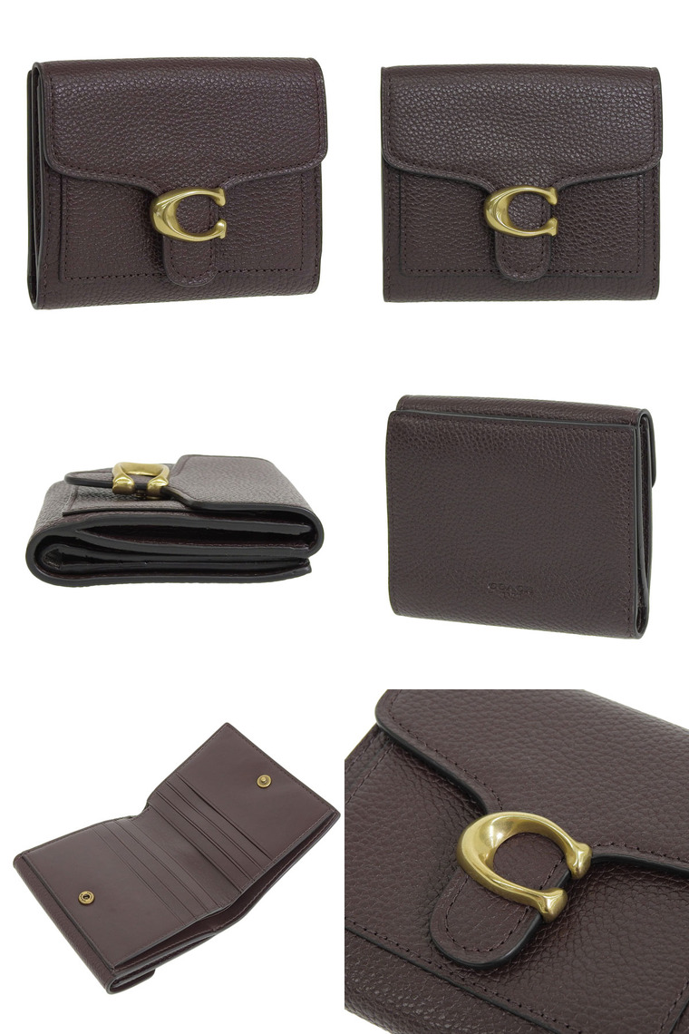COACH 二つ折り財布 黒/ブラウン COACH コーチ 財布 折財布 二つ折り レザー ダークブラウン