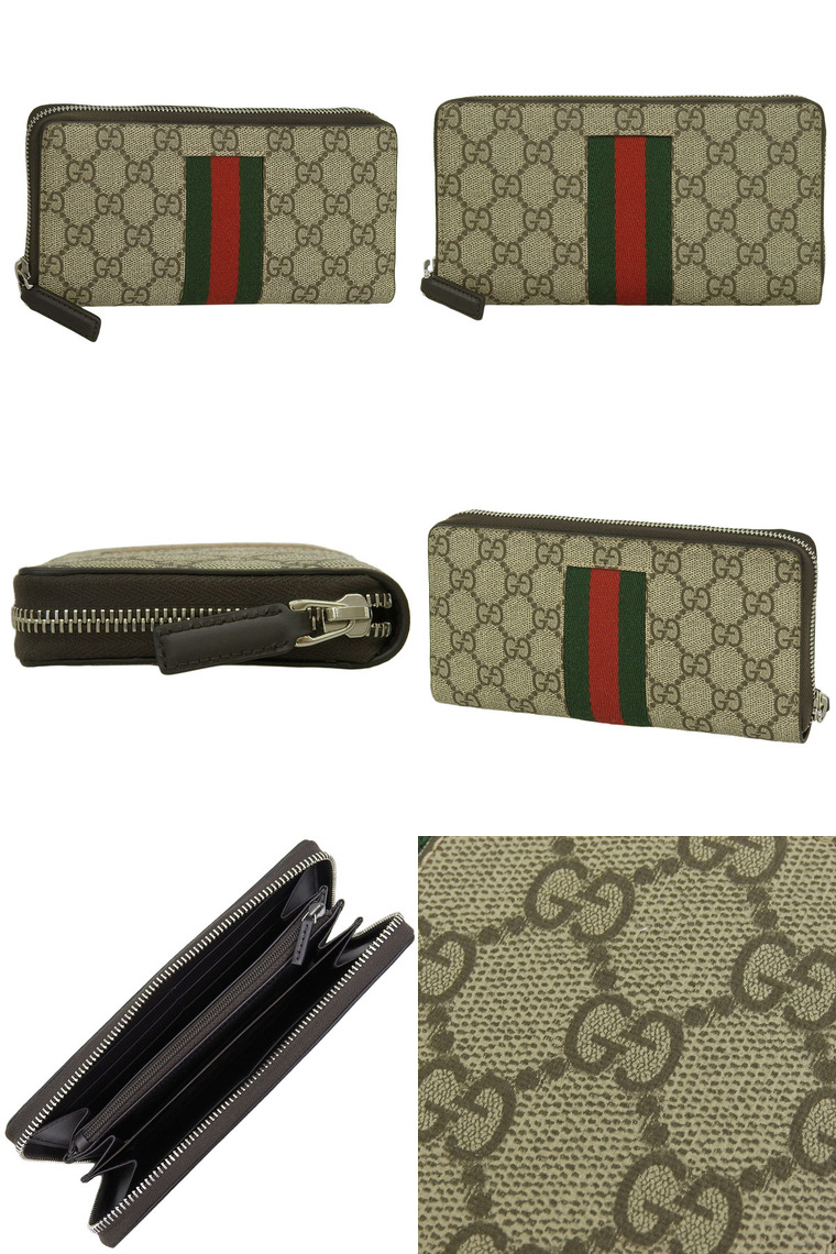 GUCCI グッチ 財布 メンズ 長財布 アウトレット ベージュダーク