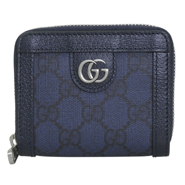 【極美品】GUCCI オールドグッチ　ケース　小銭入れ　ネイビー オールドグッチ ☆ レザー GG がま口 コインケース 小銭入れ ネイビー
