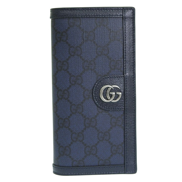 GUCCI ネイビー GGパターン 長財布 GUCCI（グッチ） 財布 メンズ 長財布 アウトレット GGスプリーム