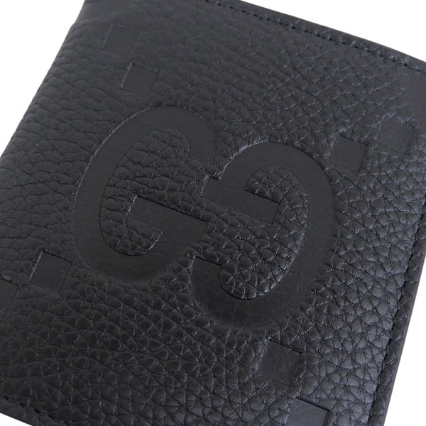 グッチ 財布 メンズ 2つ折り 折財布 コンパクト アウトレット レザー ブラック 816956AABY01000 GUCCIの画像
