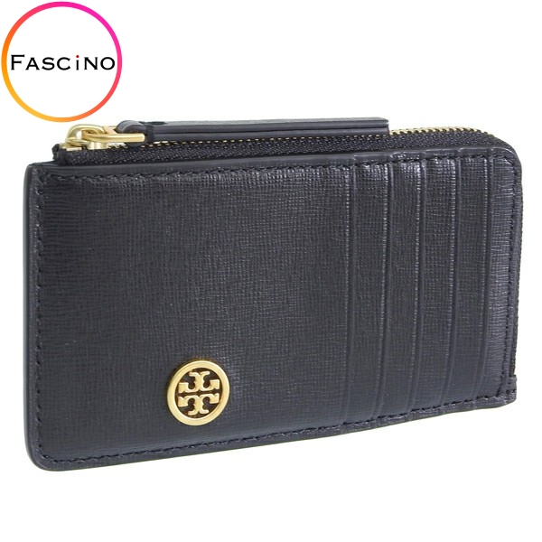 トリーバーチ 小物 レディース カードケース レザー ブラック ロビンソン ROBINSON TOP ZIP CARD CASE 87162 001 TORY BURCH ショッパー付き :87162 001:FASCINO(ファッシノ)