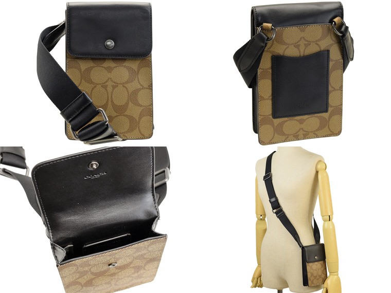 コーチ ショルダーバッグ ダークブラウン レザー COACH コーチ バッグ ショルダーバッグ 斜めがけ シグネチャー