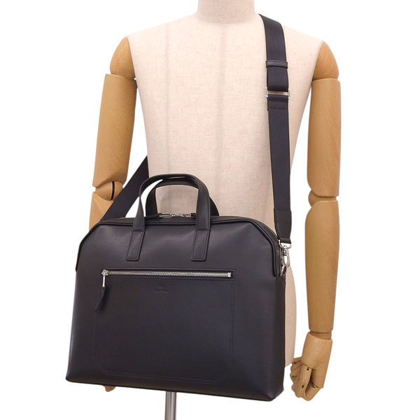 Paul Smith ブラック レザービジネスバッグ ポールスミス レザービジネスバッグ ブラック インセット メンズ (Paul