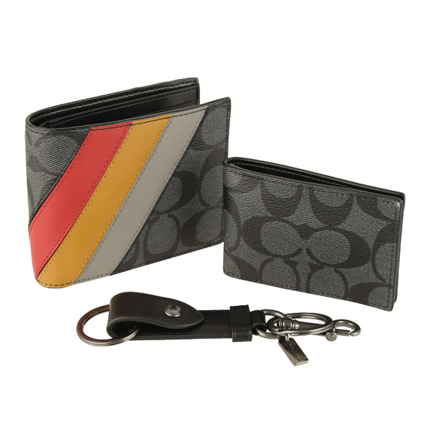 美品 コーチ COACH 3点セット 折り財布 パスケース キーホルダー COACH コーチ 折り財布 パスケース キーケース 3点セット メンズ