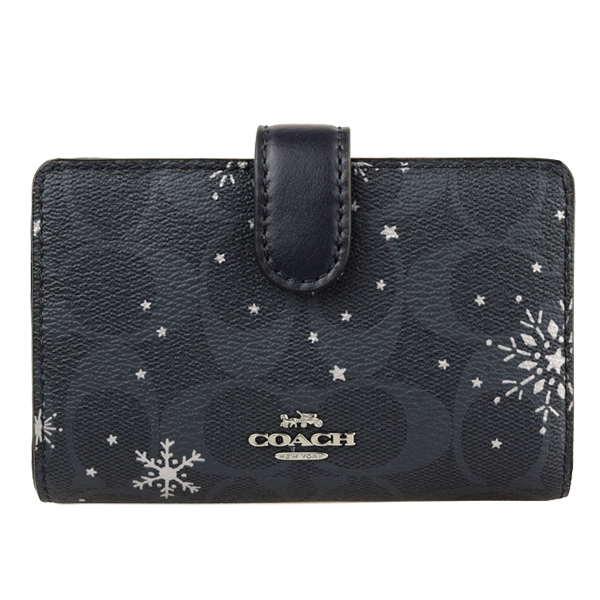 新商品　COACH　コーチ　折り財布　ウォレット　シグネチャーレザー COACH（コーチ） 財布 折財布 二つ折り シグネチャー スノーフレーク柄