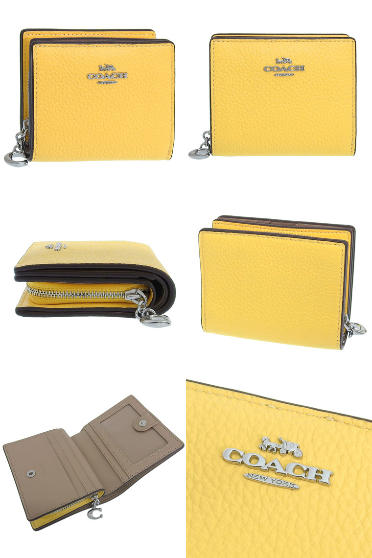 COACH イエロー 二つ折り財布 並行輸入品:アウトレット品 COACH（コーチ） 財布 レディース 2つ折り 折財布 コンパクト