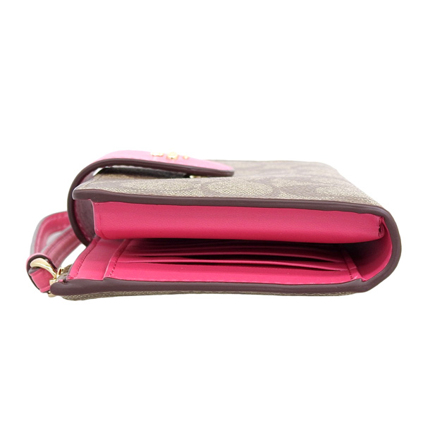 COACH（コーチ） 財布 レディース長財布 カーキ ピンク c2874