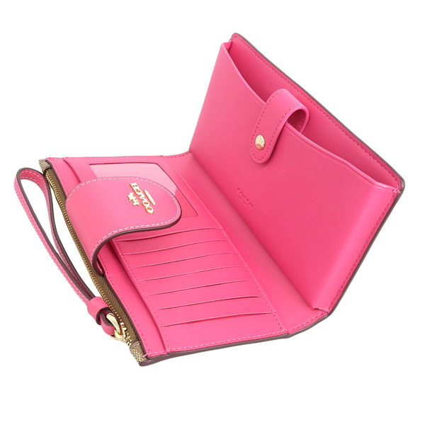 COACH（コーチ） 財布 レディース長財布 カーキ ピンク c2874
