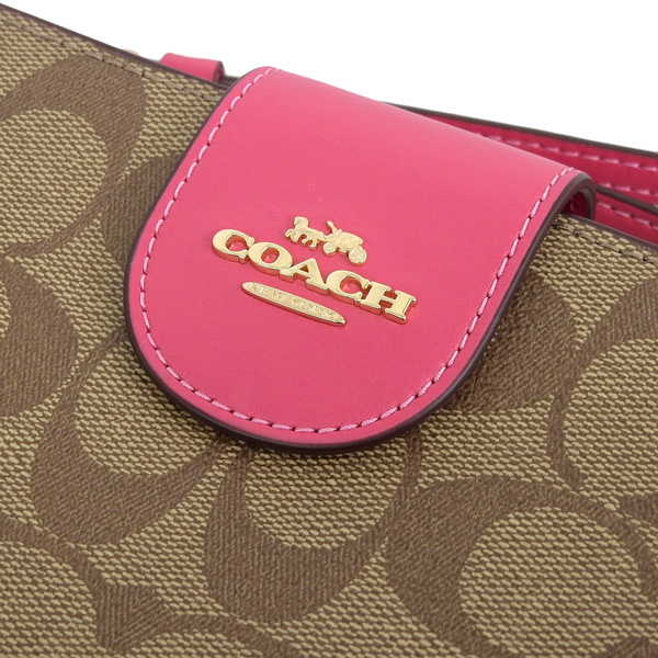 【新品】COACH  長財布　シグネチャー  カーキ　ピンク 新品】COACH コーチ 長財布 シグネチャー カーキ ピンク｜Yahoo!フリマ