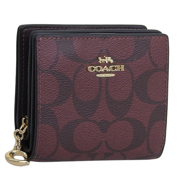 ［新品未使用品］COACH 二つ折り財布 ブラウン/レッドシグネチャー COACH（コーチ） 財布 レディース 二つ折り財布 アウトレット