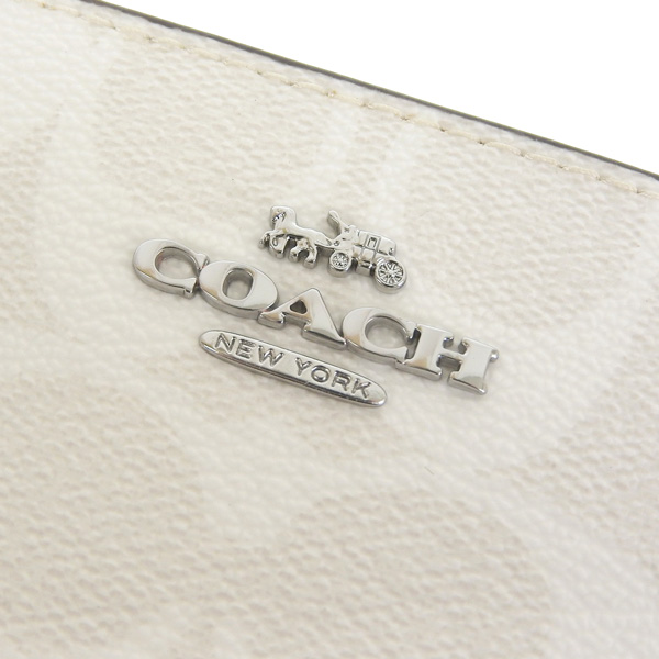 COACH 二つ折り財布 C3309 ホワイト スナップ ウォレット シグネチャー キャンバス