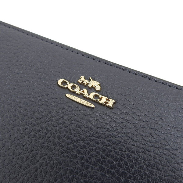 新品】COACH(コーチ) メンズ ミッドナイト ブルー レザー 折り財布