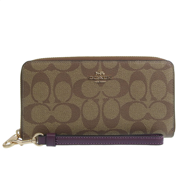 コーチ C4452 長財布 カーキ×ブラック  COACH ロングジップ アラウンド シグネチャー COACH（コーチ） 国内発送 財布 レディース 長財布 シグネチャー