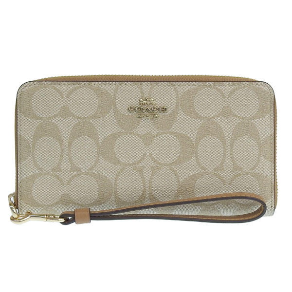 【新品未使用】COACH コーチ シグネチャー長財布(サドル) コーチ 長財布 財布 レディース シグネチャー カーキベージュ&サドル
