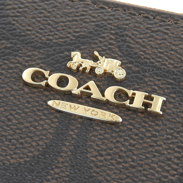 COACH ブラウン ロゴ柄 長財布 質屋 COACH コーチ 長財布 ミント サーフ ロゴプリント ロング ジップ